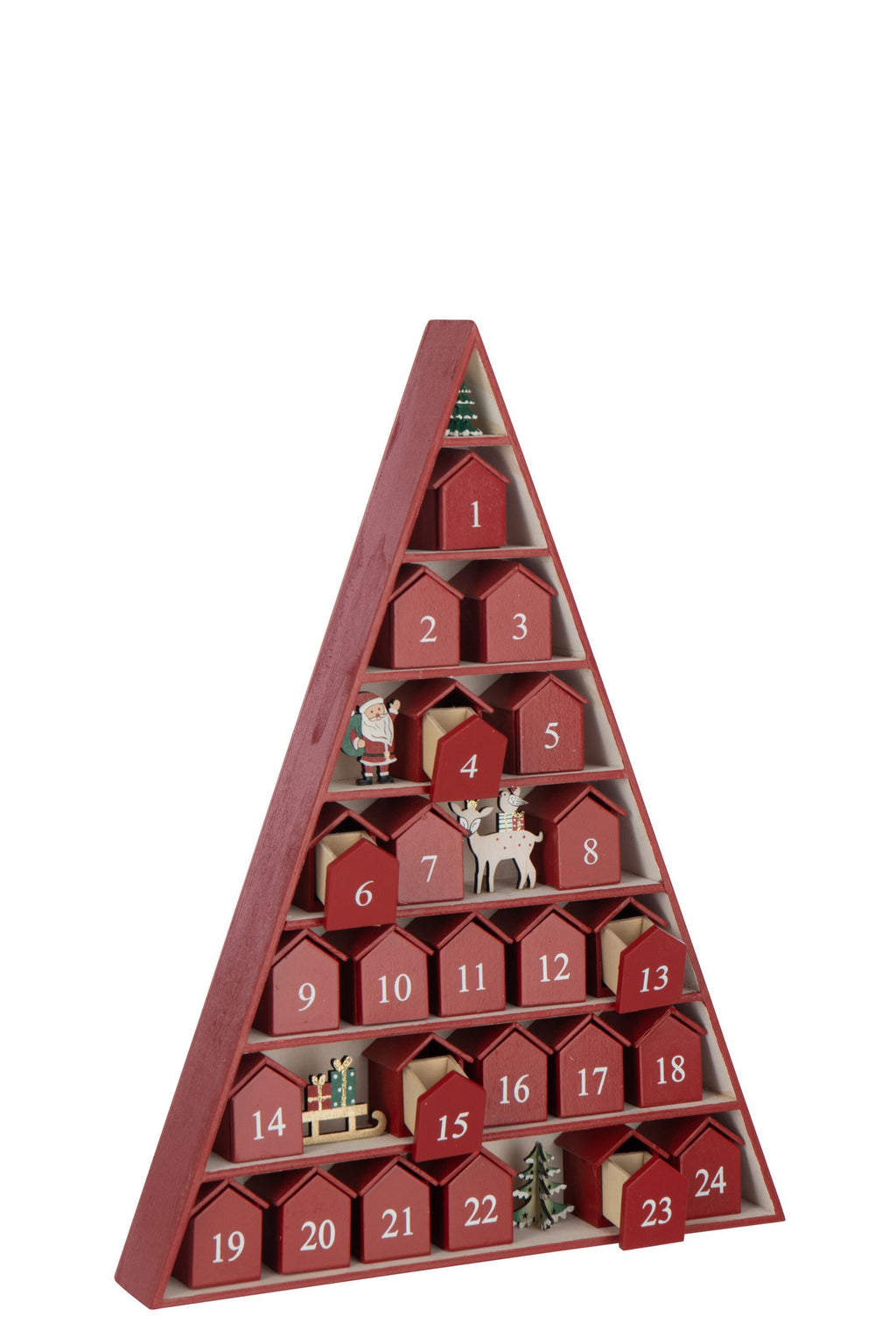 J-Line decoratie Boom Adventskalender - multiplex - rood