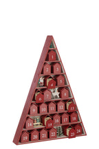 J-Line decoratie Boom Adventskalender - multiplex - rood