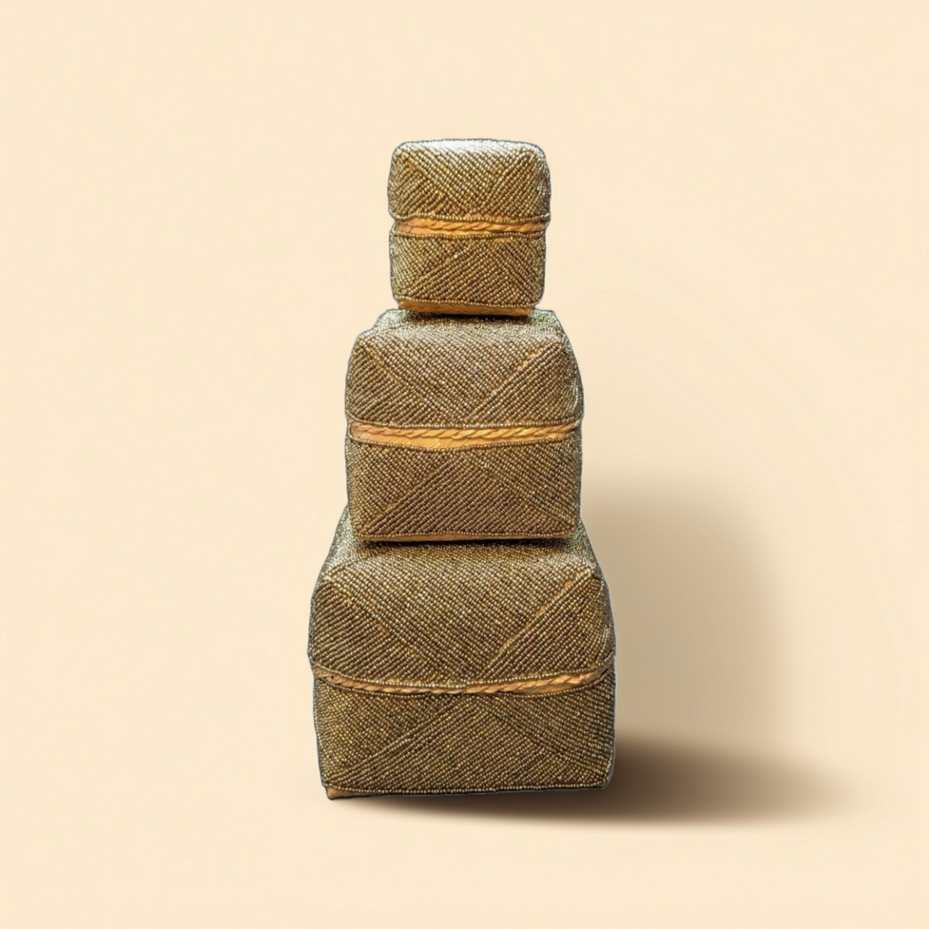 Gouden kralen Bali dozen set van 3