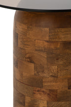 J-Line bijzettafel cilindervormig - glas/mangohout - naturel