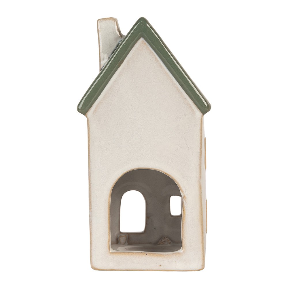 Waxinelichthouder Huis 9x8x18 cm Beige Keramiek