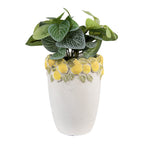 Bloempot Ø 13x17 cm Wit Geel Steen Citroenen