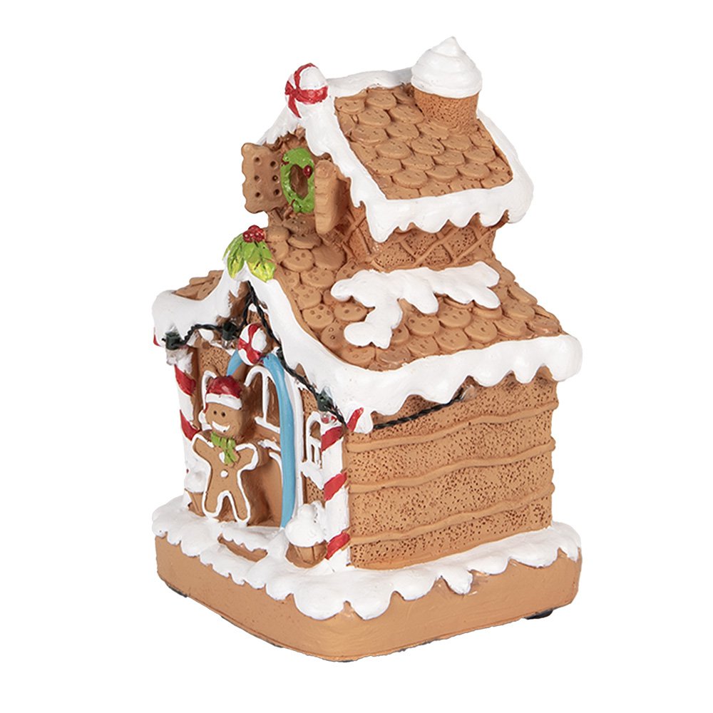 Kerstdecoratie met LED-verlichting Gingerbread house 11x10x17 cm / 2xAA Bruin Kunststof