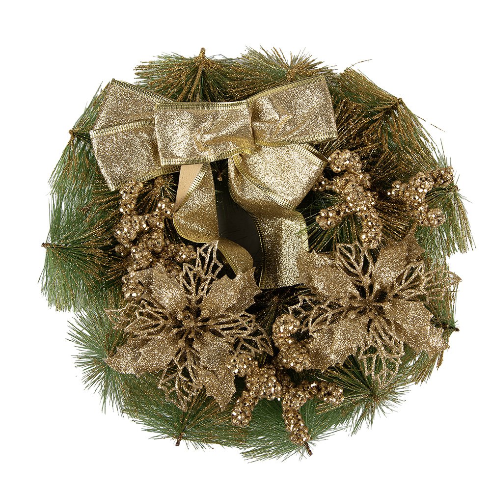 Kerstkrans Ø 30 cm Goudkleurig Kunststof