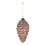 Kerstbal Set van 2 Dennenappel Ø 9 / Ø 7 cm Bruin Glas Kerstdecoratie
