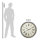 Wandklok Ø 76x6 cm Grijs Beige Kunststof Muurklok