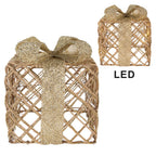 Kerstdecoratie met LED-verlichting Cadeau 25 / 20 / 15 cm Goudkleurig Metaal
