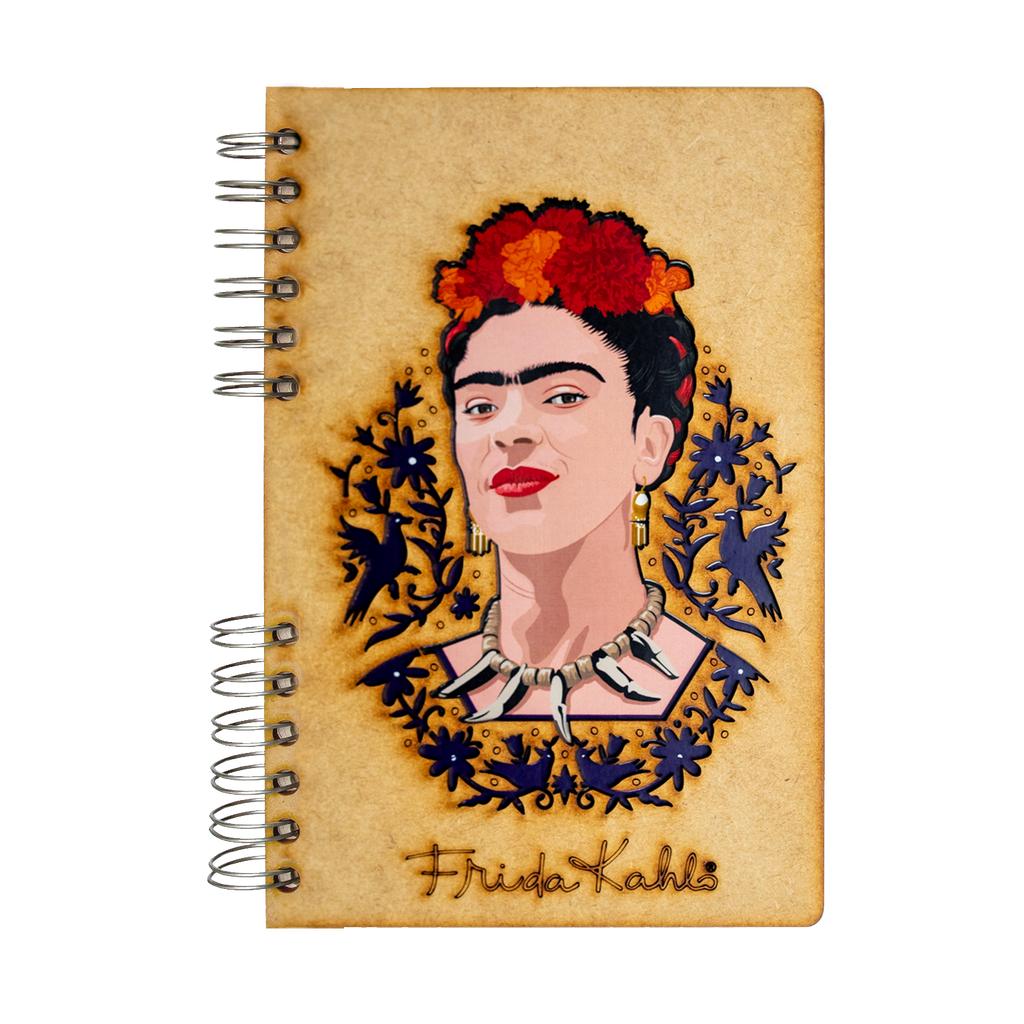 Duurzaam Houten Notitieboek – Komoni – Frida Face – Gerecycled papier