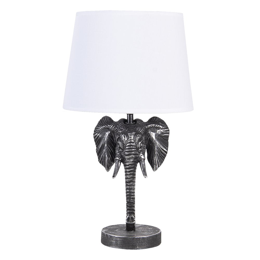 Tafellamp Olifant 23x23x41 cm Zwart Wit Polyresin Bureaulamp
