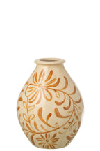 J-Line vaas Bloemen - steengoed - okergeel/wit - L