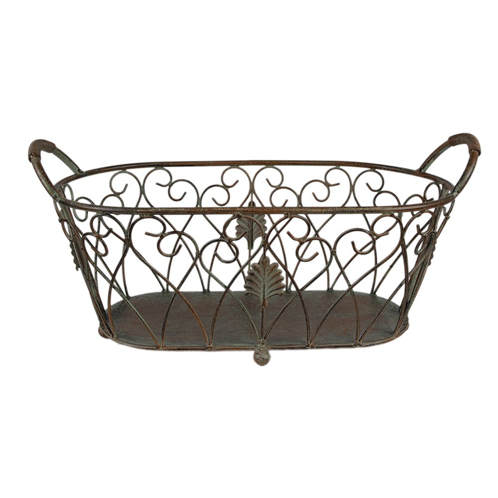 Opbergmand Set van 2 60x30x26 / 49x23x22 cm Groen Bruin IJzer Mand