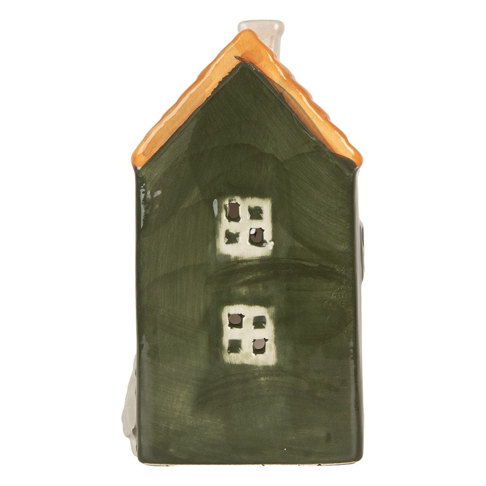 Waxinelichthouder Huis 9x8x15 cm Groen Keramiek