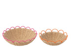 J-Line plateau - papier - oranje/roze - set van 2