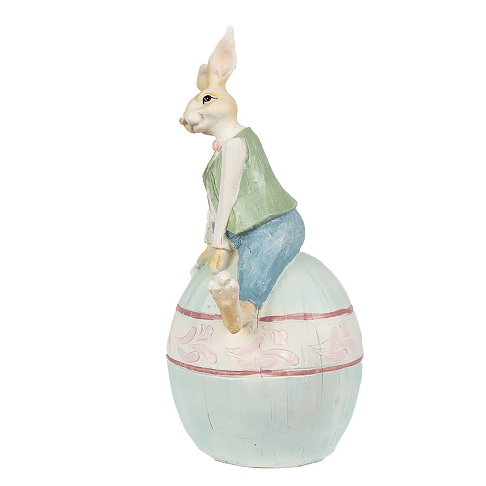 Beeld Konijn 31 cm Bruin Blauw Polyresin Paasdecoratie