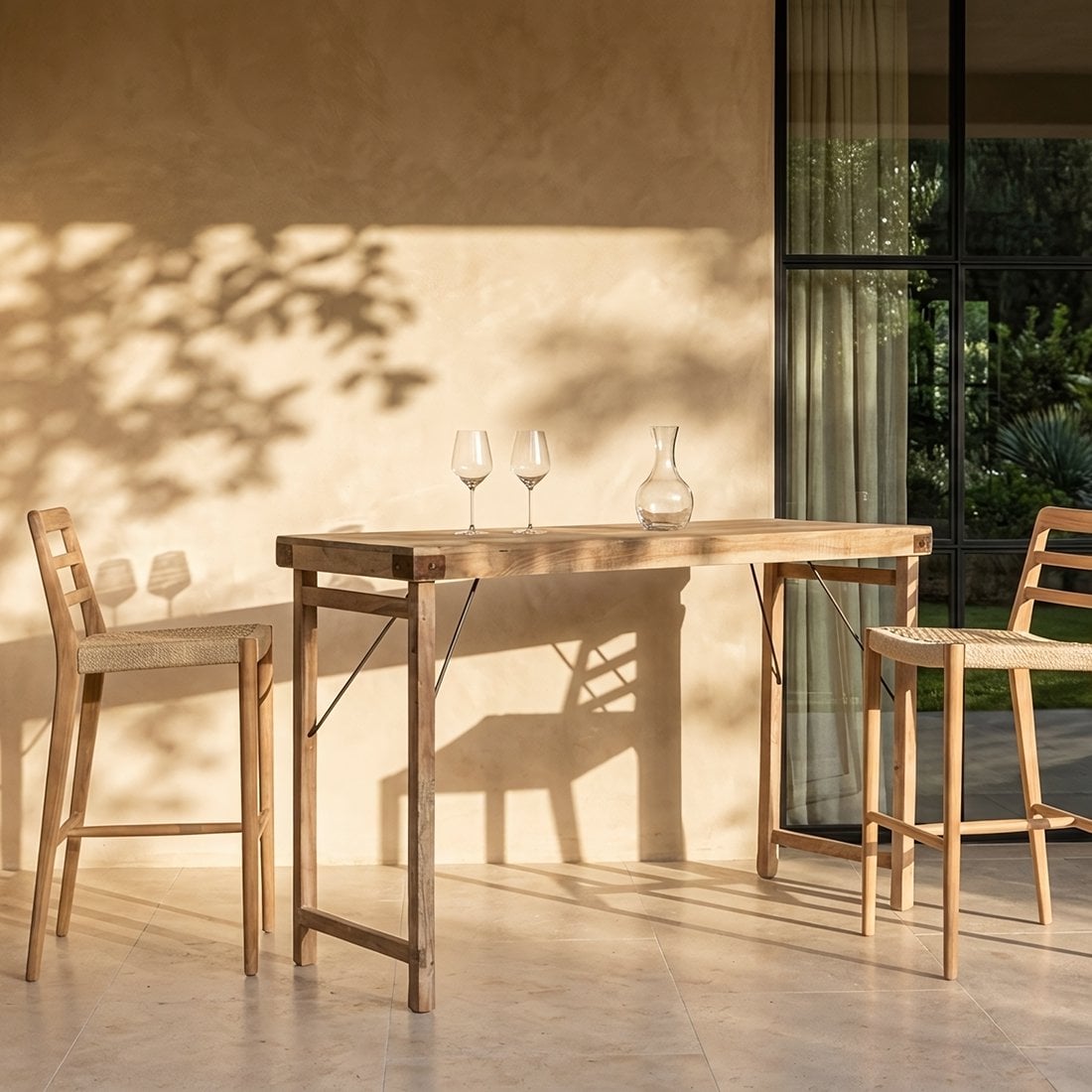 Limewash inklapbare bartafel - 170x60x107 cm