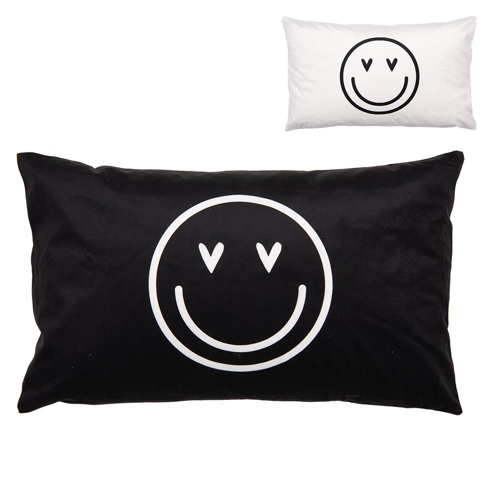 Kussenhoes 30x50 cm Zwart Wit Polyester smile