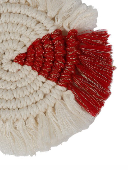 Ambachtelijke katoenen gevlochten onderzetters - Macrame-katoen, tweekleurig - 2st