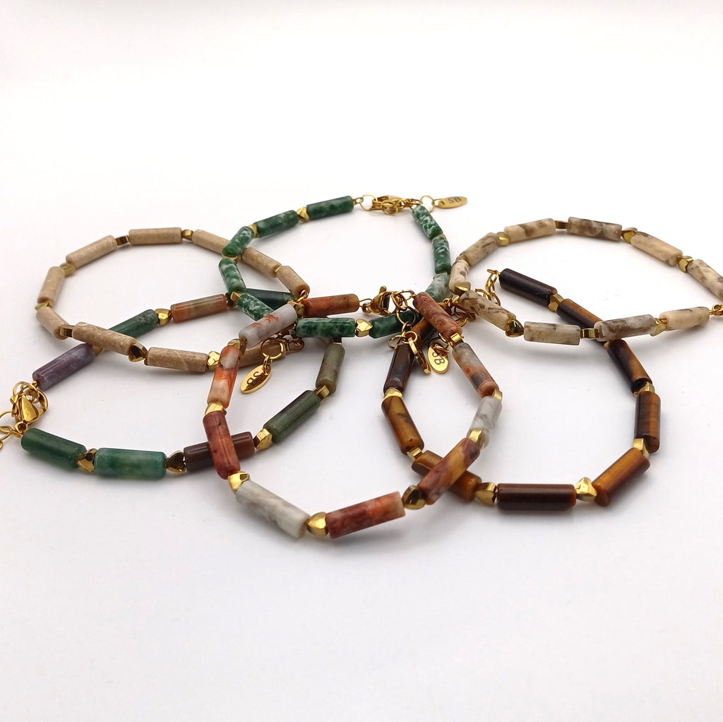 Edelsteen armband Tube met mini hartjes