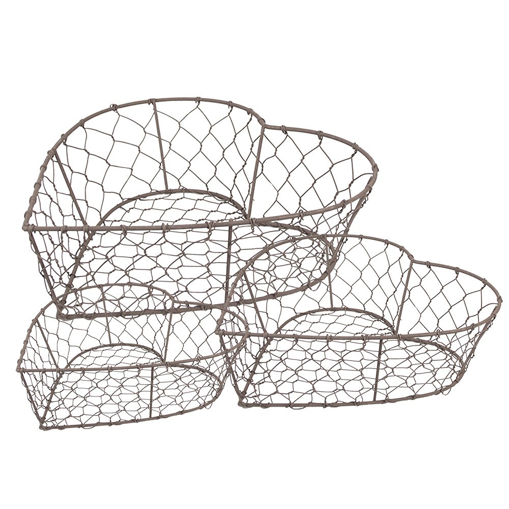 Opbergmand Set van 3 25x23x11/ 22x20x10/ 19x18x8 cm Bruin Metaal Keuken Mandjes