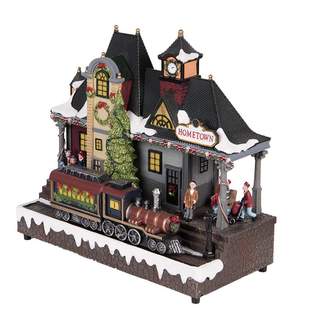 Kerstdecoratie met LED-verlichting en muziek Trein 32x16x30 cm / 3xAA Bruin Kunststof