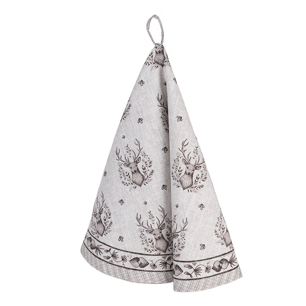 Theedoek Ø 80 cm Beige Katoen Hert Keukenhanddoek