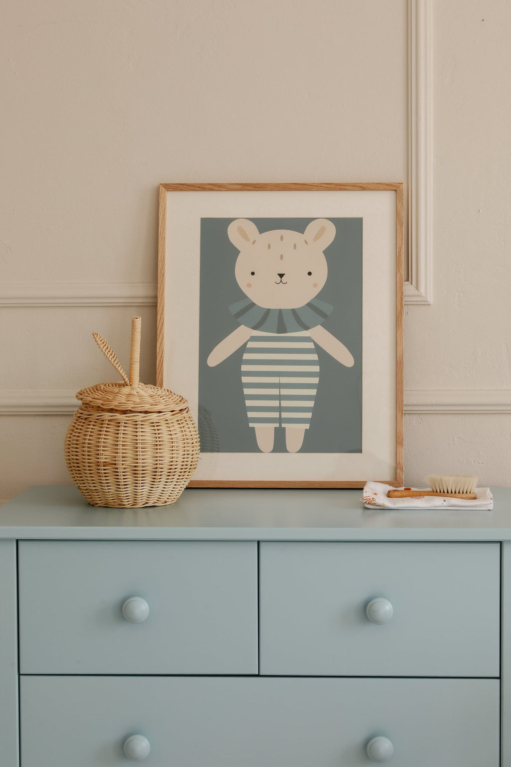 Kinderposter Beer Lorem - Blauw, Eco-papier en verpakking