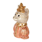Decoratie Beeld Kat 12x9x18 cm Wit Roze Kunststof
