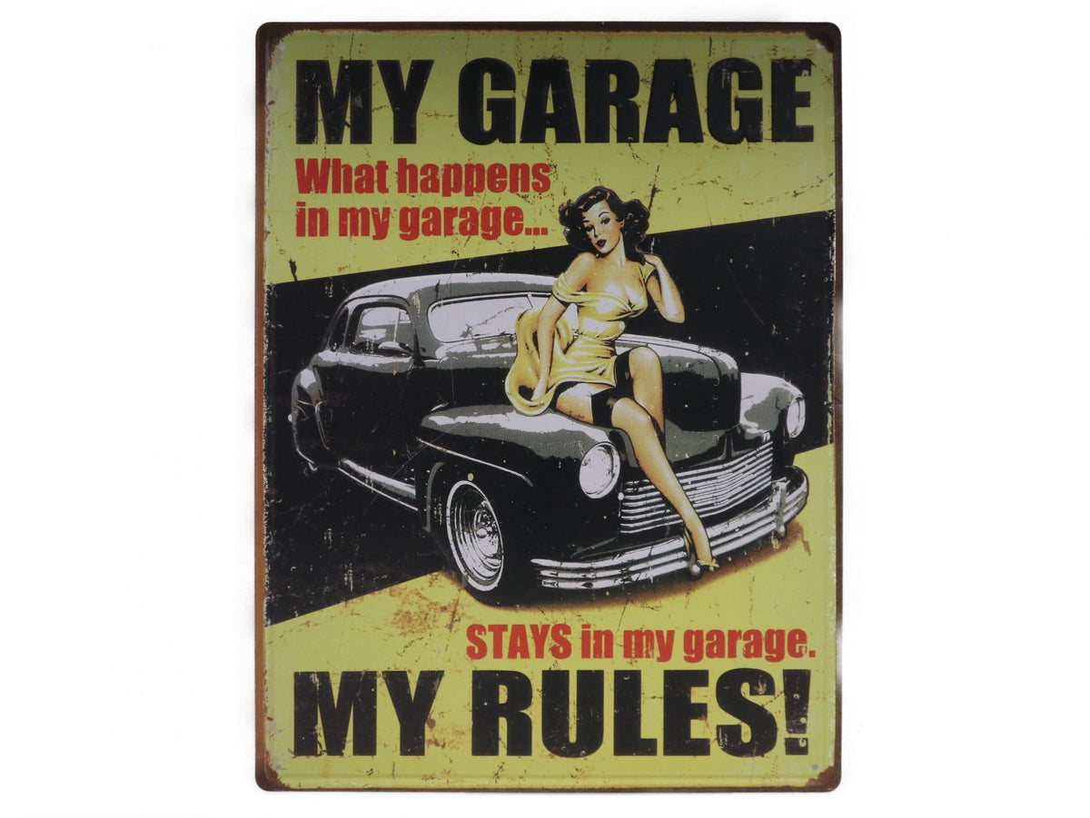 Mijn garage mijn regels Retro Wandbord 40x30