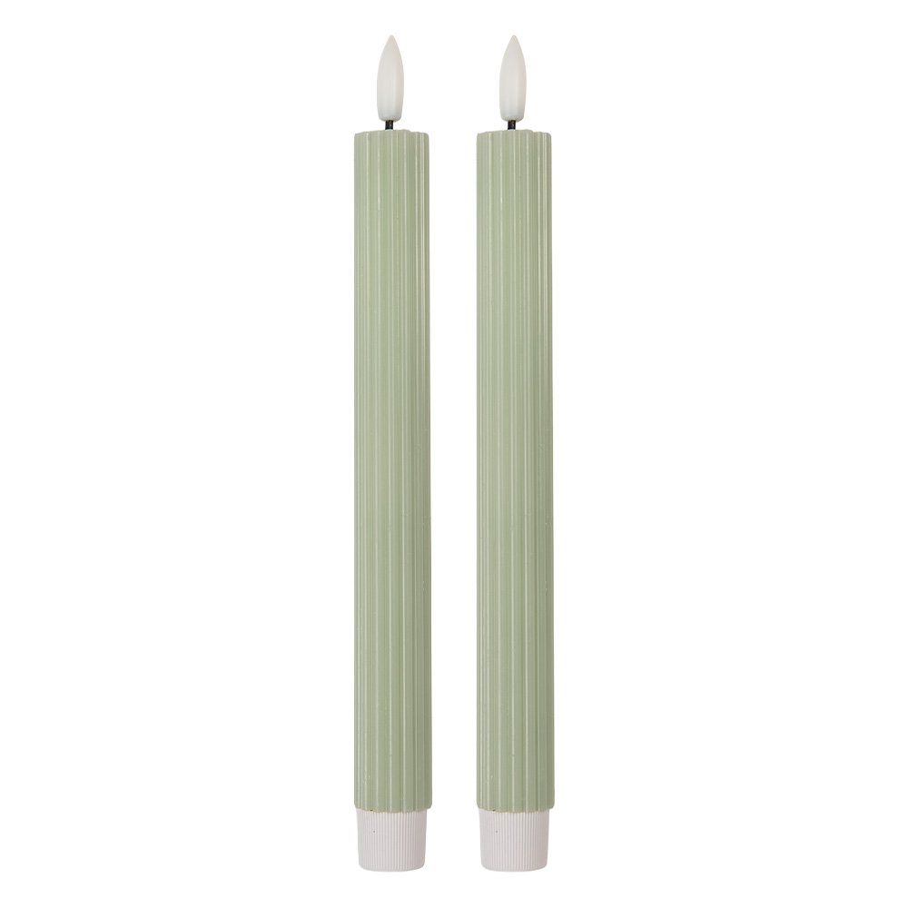 LED Dinerkaarsen set van 2 Ø 2x25 cm Groen Wax