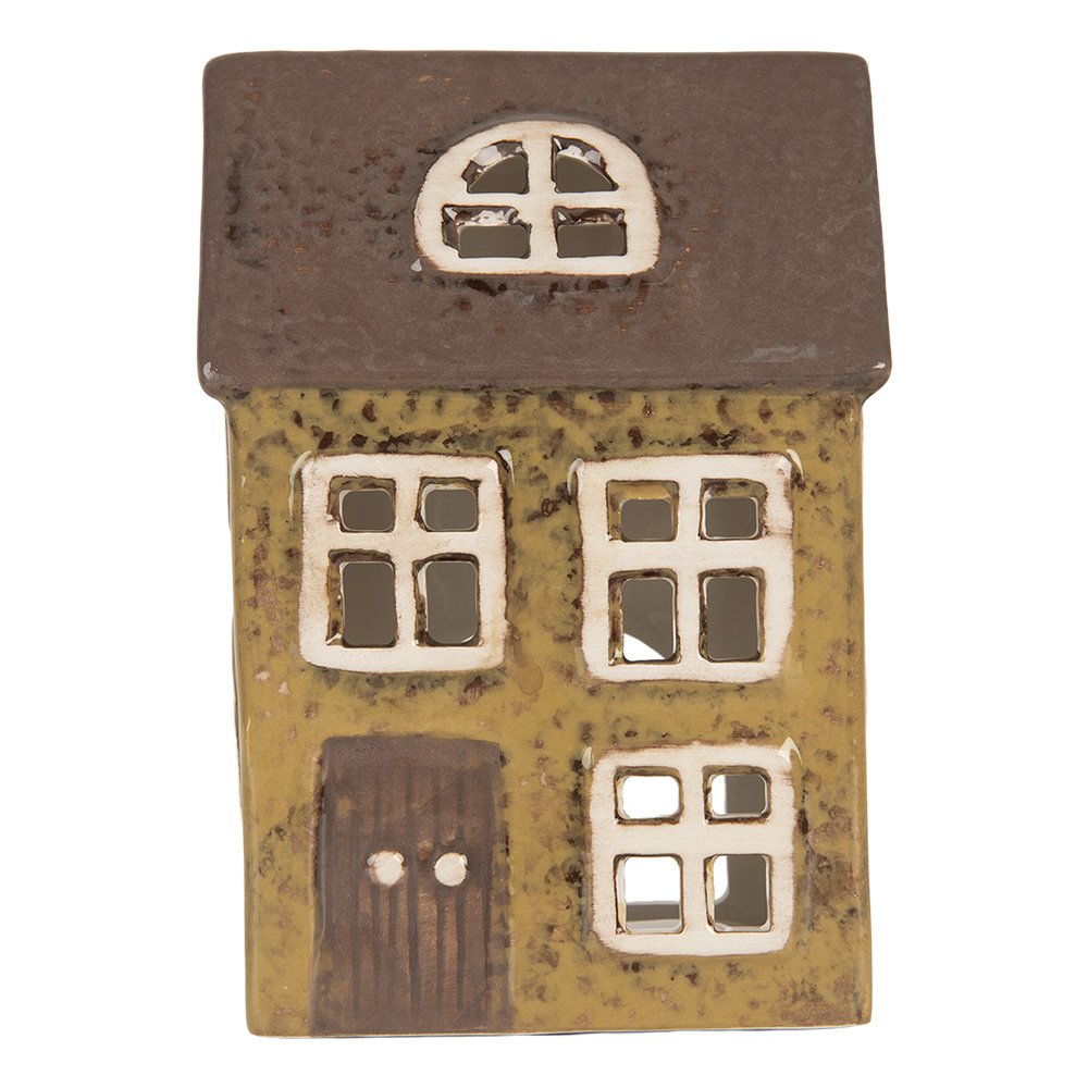 Waxinelichthouder Huis 10x7x14 cm Groen Keramiek