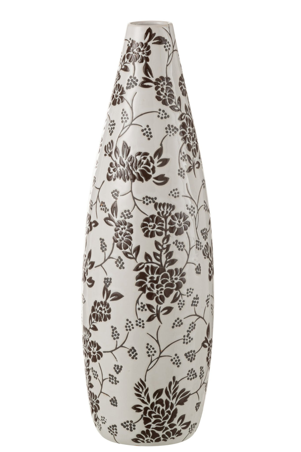 J-Line vaas Zen - porselein - wit/zwart - 53 cm hoog
