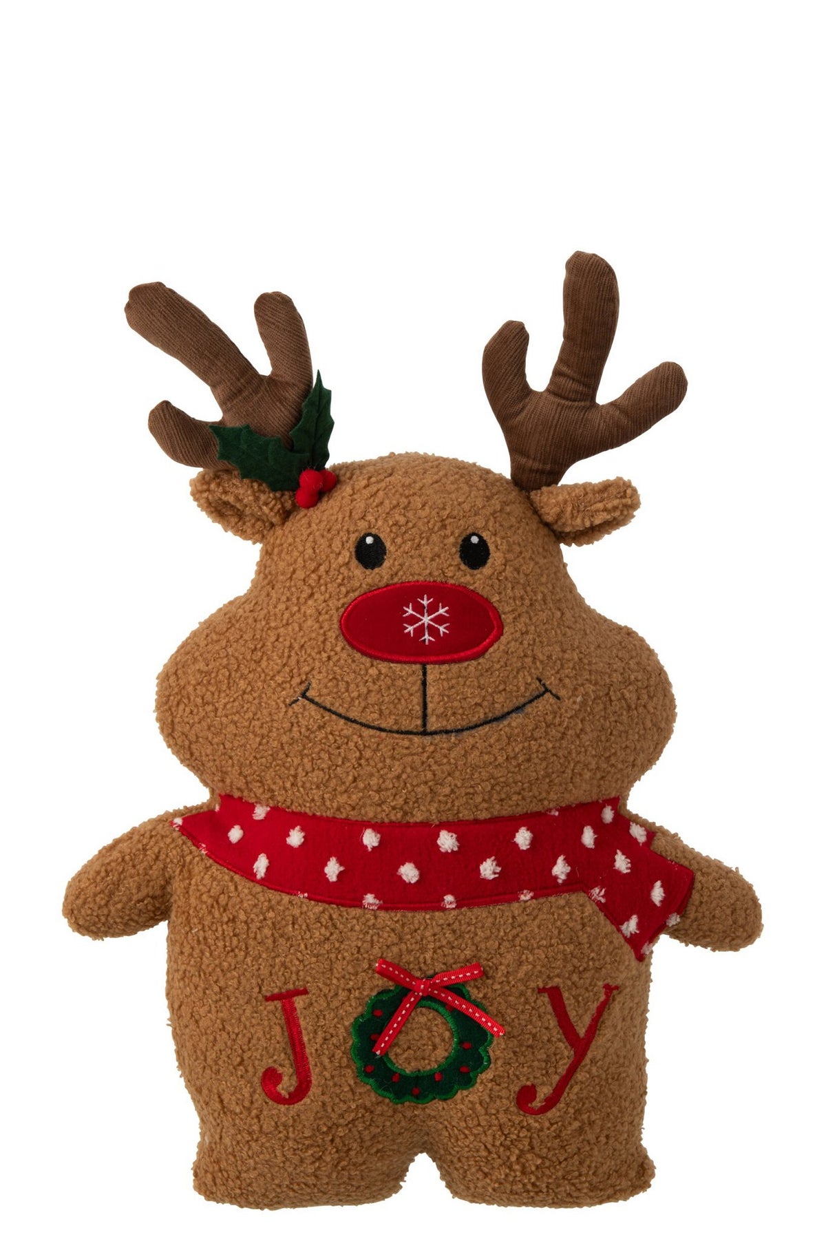 J-Line Elandkussen - polyester - bruin/kerstrood