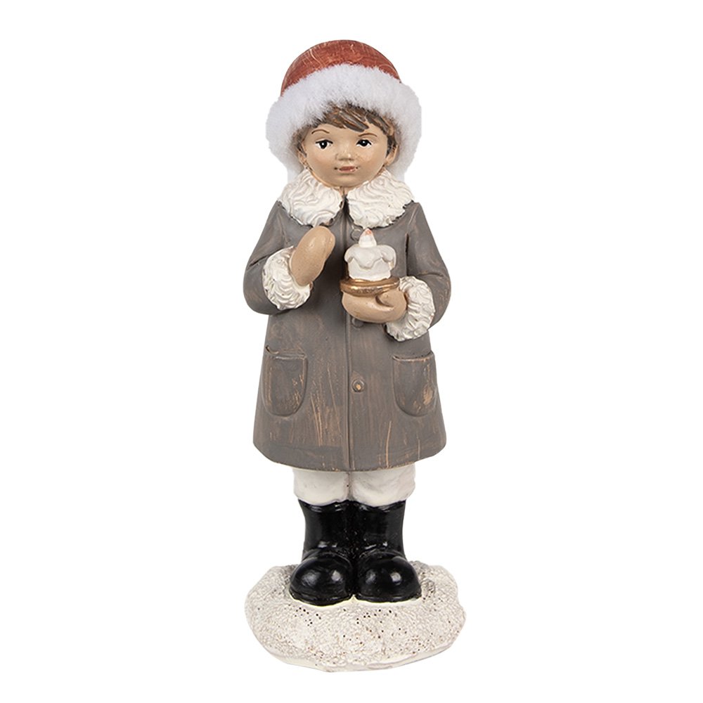 Beeld Kind 14 cm Grijs Polyresin Kerstfiguren
