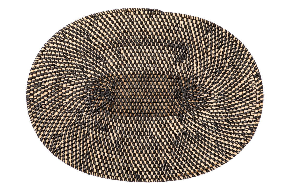 Placemat rattan - ovaal - dia 36 cm, zwart