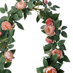 Kunstbloem Guirlande 150 cm Roze Groen Kunststof Rozen