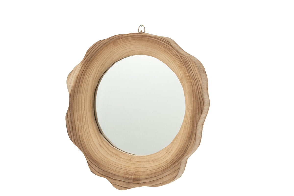 J-Line wandspiegel Geribbeld - hout - naturel - small