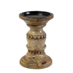 Kandelaar mango hout bubbel 15cm