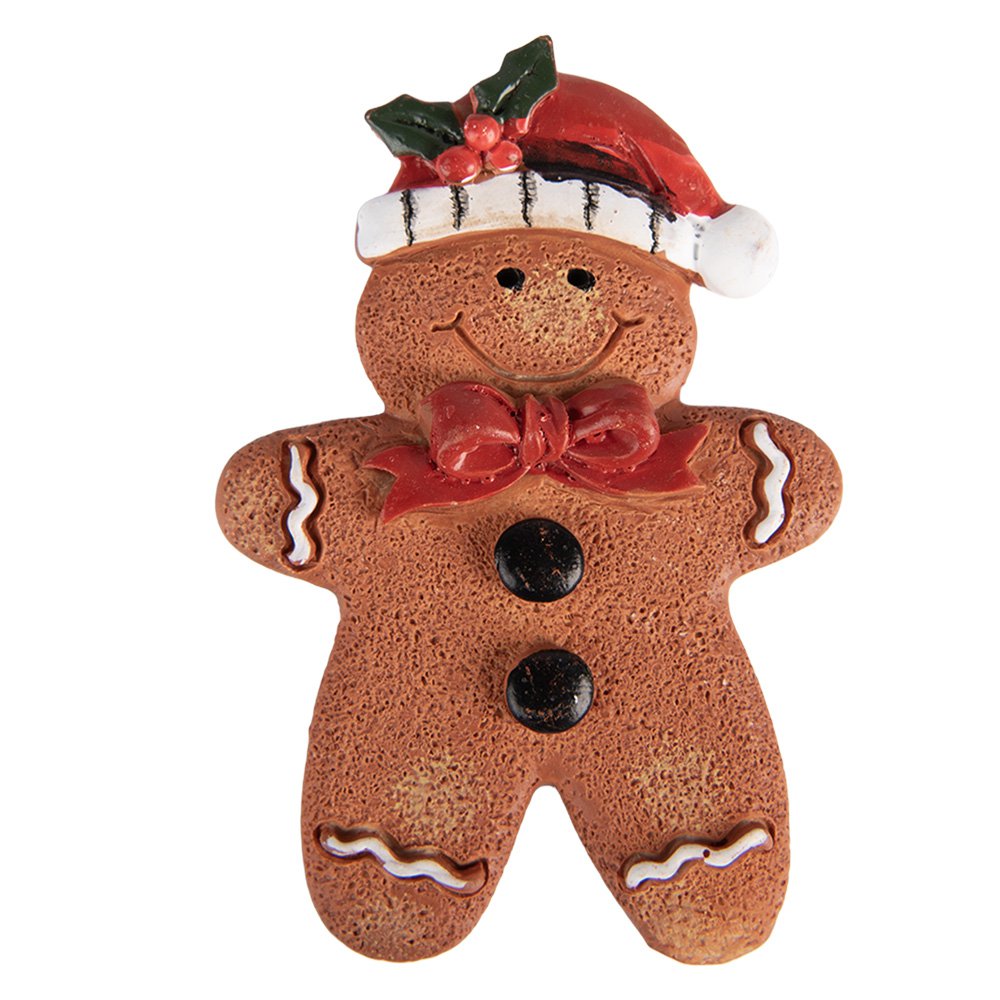 Magneet Gingerbread man 6x1x9 cm Bruin Kunststof
