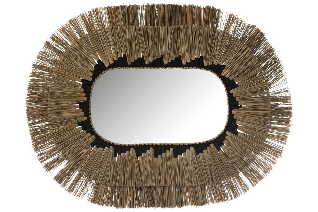 J-Line spiegel Ovaal Motief 2 lagen - glas - naturel/zwart