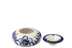 J-Line asbak Granada - keramiek - wit/blauw - large