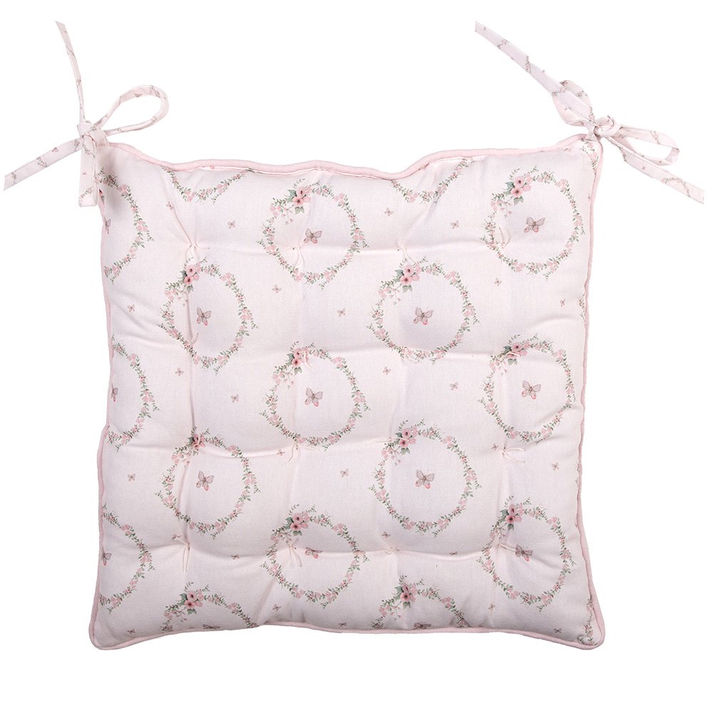 Stoelkussen Foam 40x40x4 cm Roze Katoen Konijn