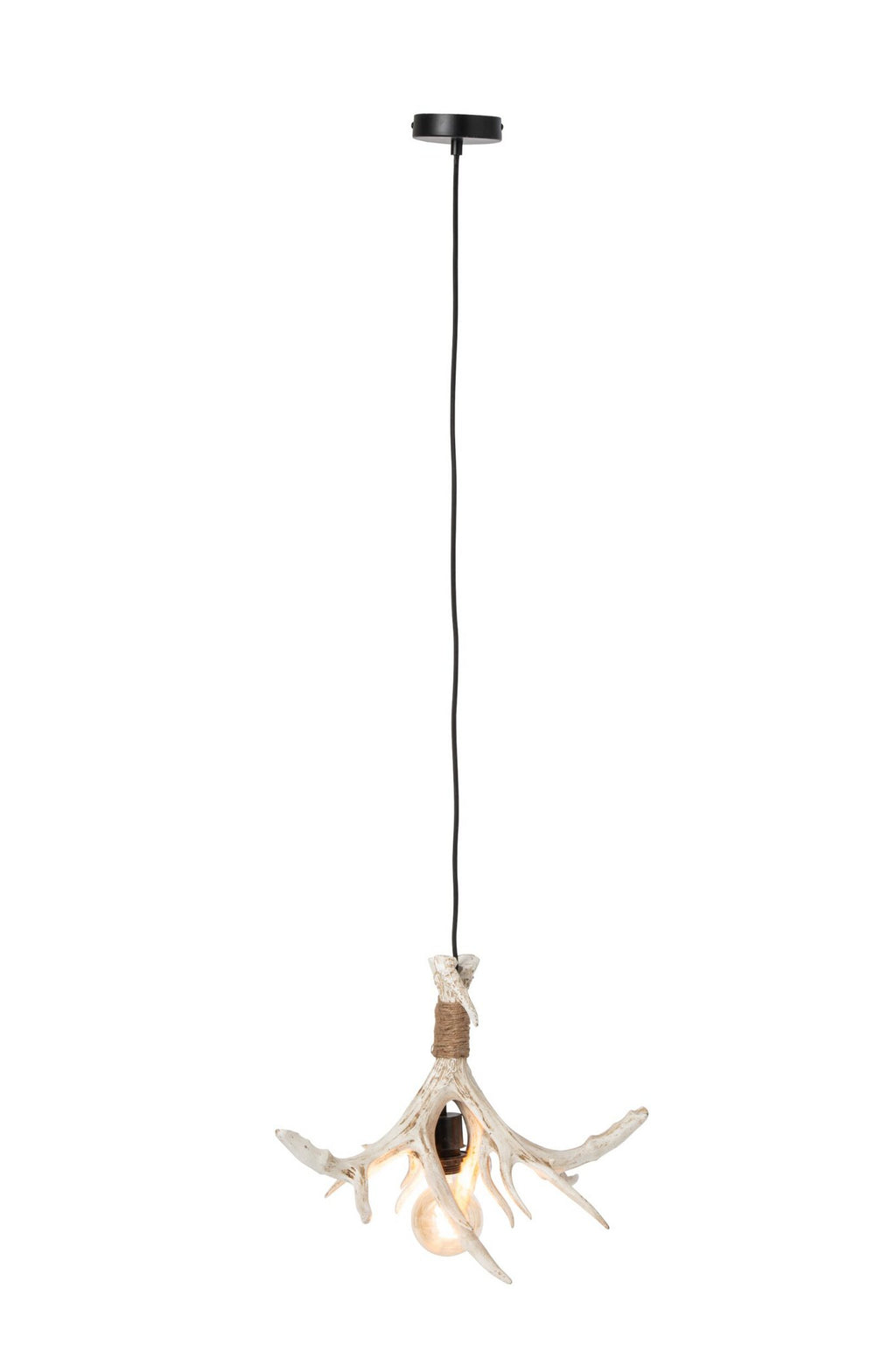 J-Line Plafondlamp met gewei - polyresin - lichtbeige - small