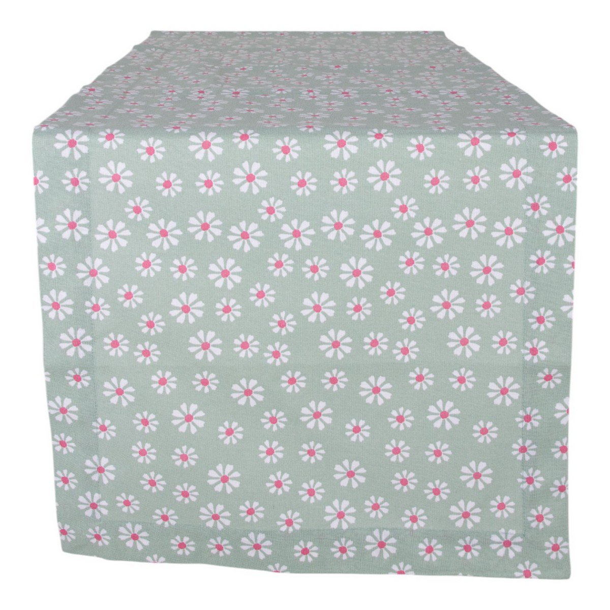 Daisy Flowers Tafelloper groen 50x140cm