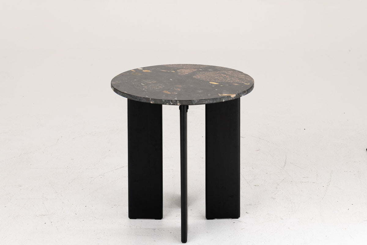 J-Line bijzettafel Mathilde Marmer - steen - zwart/perzik
