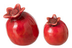 J-Line decoratie Granaatappel - keramiek - rood - 2 stuks