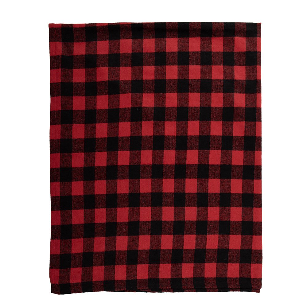 Plaid 130x170 cm Rood Zwart Polyester Ruiten Deken