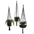 Macrame plant hanger basket large black