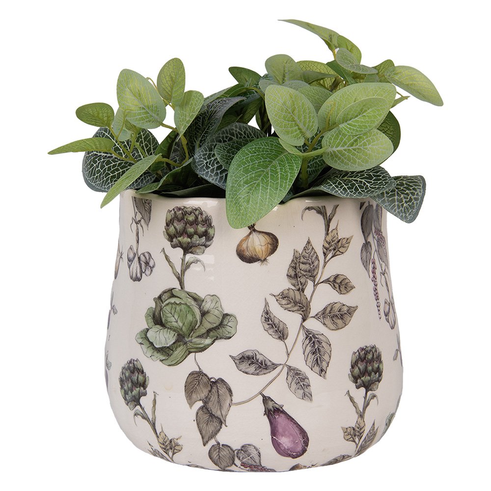 Bloempot Ø 21x19 cm Beige Keramiek Groenten