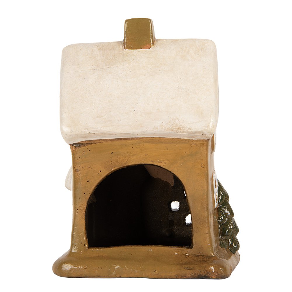 Waxinelichthouder Huis 15x12x20 cm Bruin Keramiek