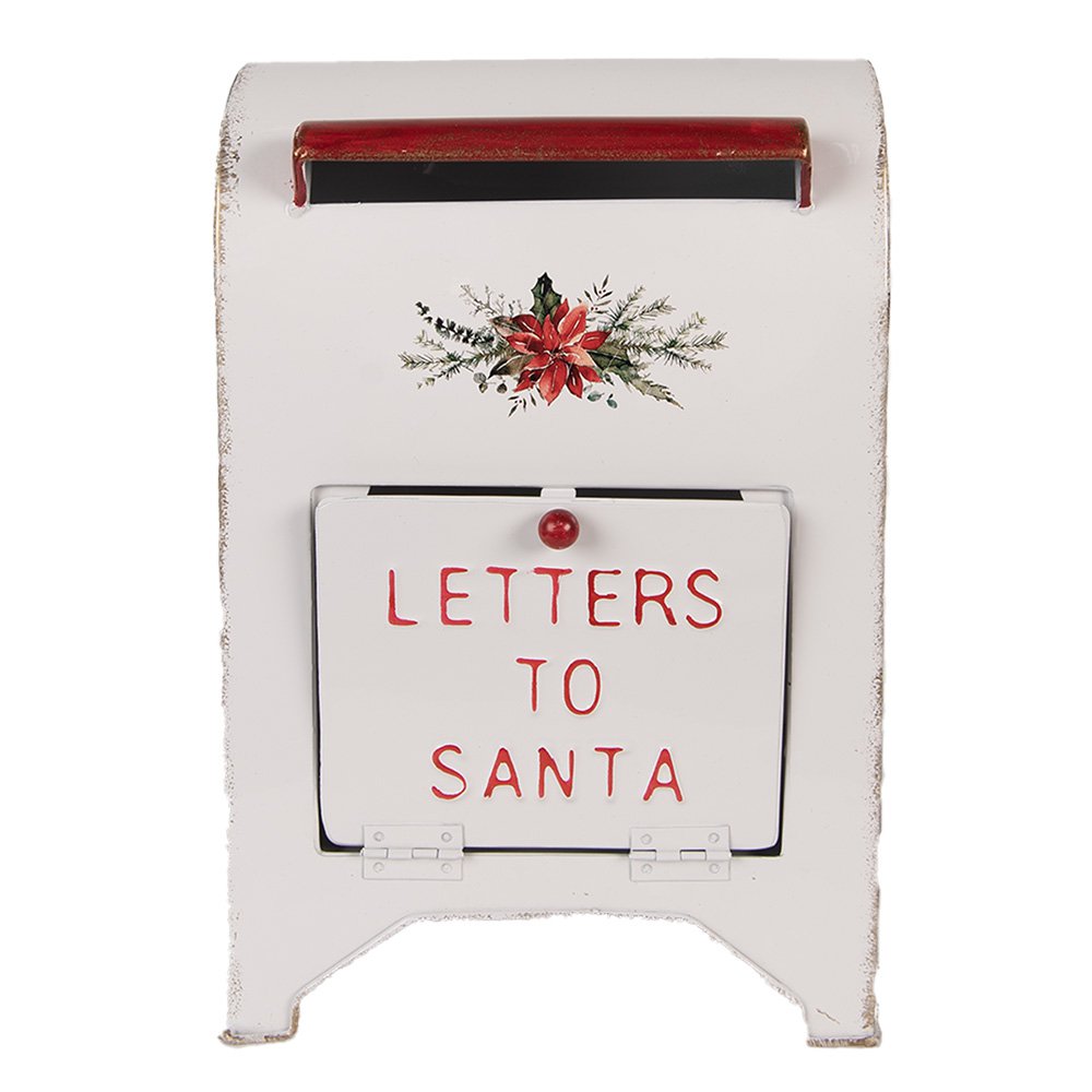 Kerstdecoratie Beeld Brievenbus 20x14x30 cm Wit Metaal